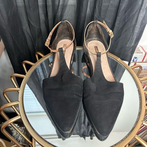 Zara Rose Gold T Strap Flats - Picture 3 of 4